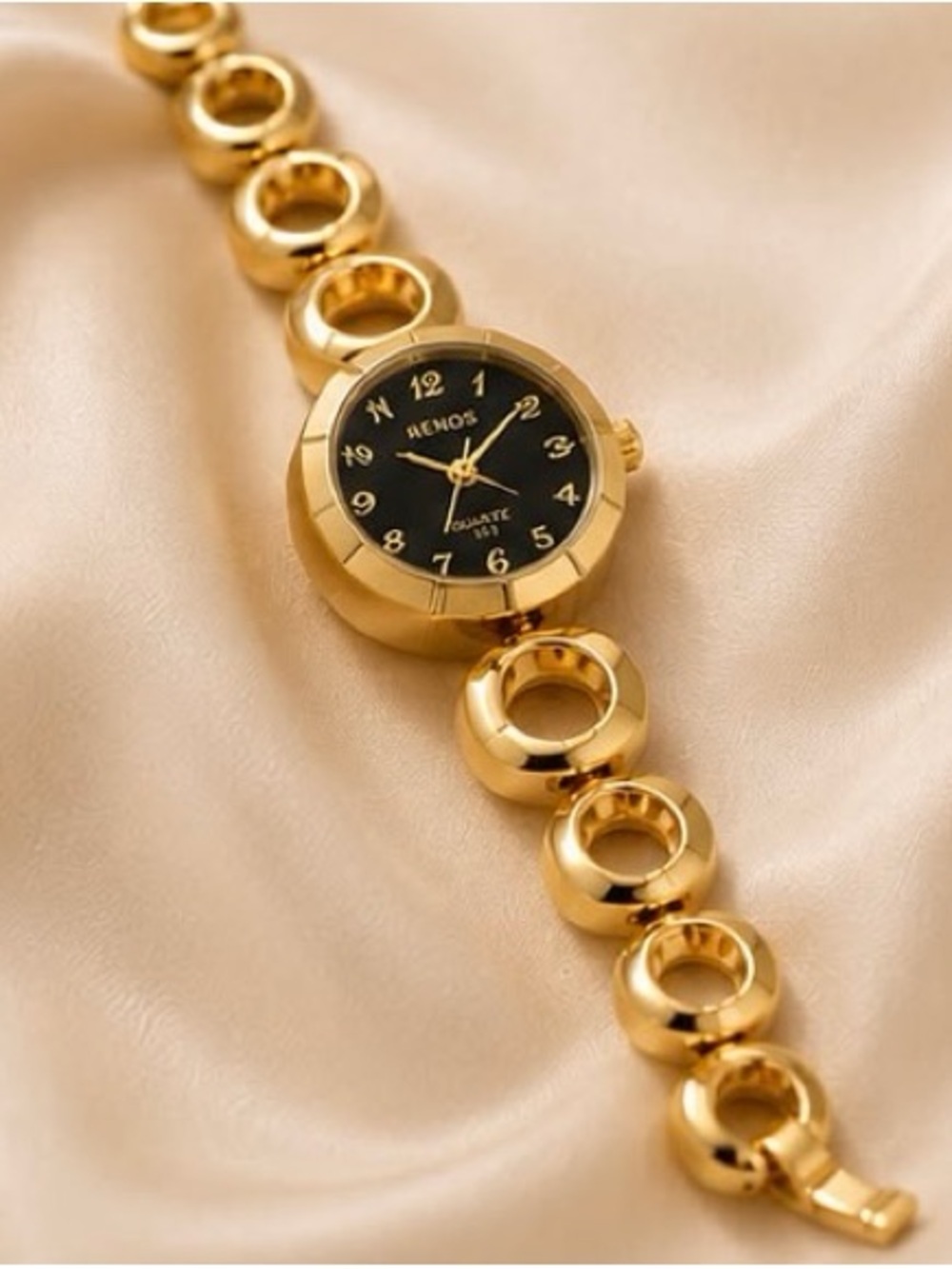 Anthropologie Gold Bracelet Watch with Navy Dial